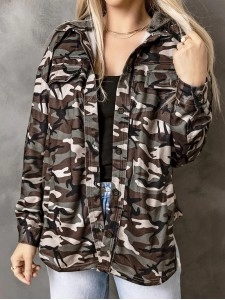 Women's Casual Camouflage Hooded Jacket