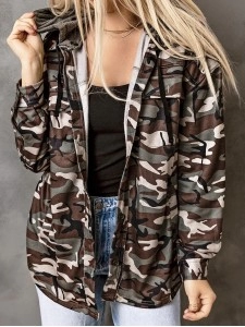 Women's Casual Camouflage Hooded Jacket