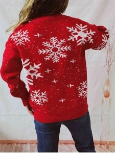 Women's Casual Christmas Snowflake Long Sleeve Sweater