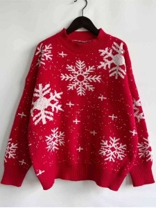 Women's Casual Christmas Snowflake Long Sleeve Sweater