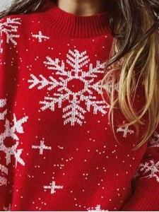 Women's Casual Christmas Snowflake Long Sleeve Sweater