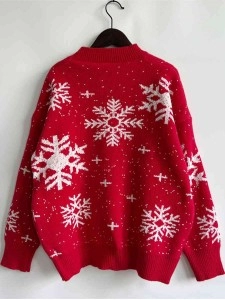 Women's Casual Christmas Snowflake Long Sleeve Sweater