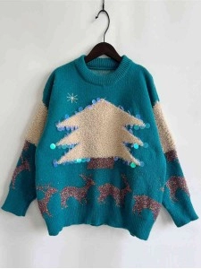 Women's Casual Christmas Tree Long Sleeve Sweater