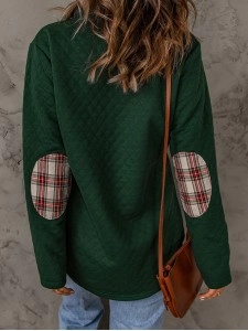 Women's casual patchwork button sweatshirt