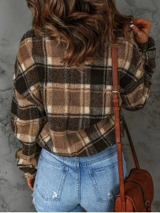 Women's casual plaid sherpa sweatshirt