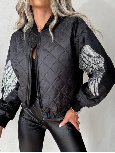 Women's Casual Sequined Wings Pattern Jacket