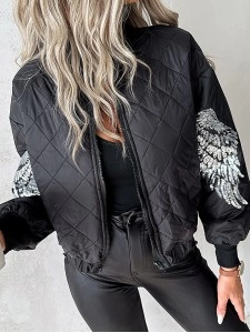 Women's Casual Sequined Wings Pattern Jacket