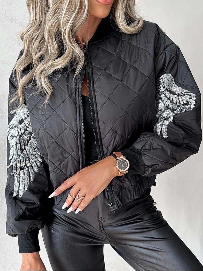 Women's Casual Sequined Wings Pattern Jacket