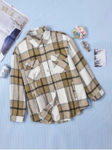 Women's Classic Simple Plaid Pocket Jacket