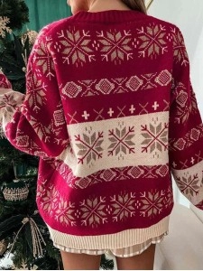 Women's Contrast Christmas Pattern Sweater