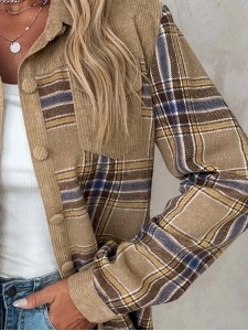 Women's Corduroy Plaid Single Breasted Jacket