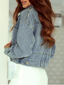 Women's denim beaded short jacket