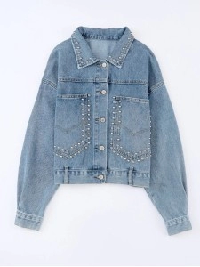 Women's denim beaded short jacket