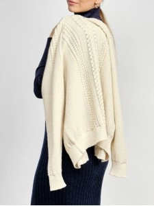 Women's gray white woven wool sweater