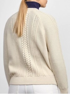 Women's gray white woven wool sweater