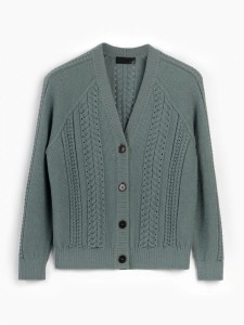 Women's green woven cardigan