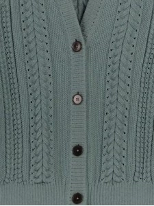 Women's green woven cardigan