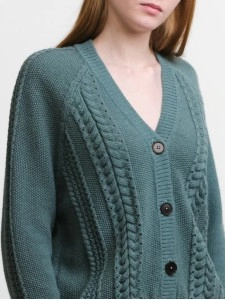 Women's green woven cardigan