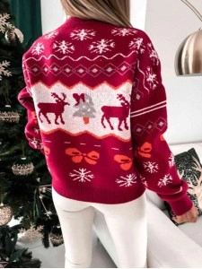 Women's home Christmas crew neck sweater