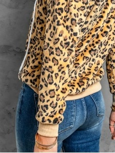 Women's leopard print drawstring long sleeve sweatshirt