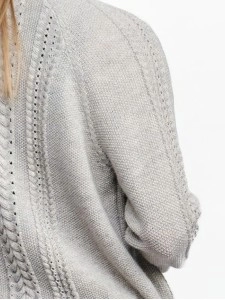 Women's light gray woven wool sweater