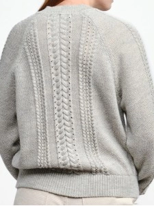 Women's light gray woven wool sweater