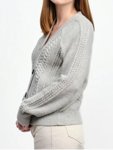 Women's light gray woven wool sweater