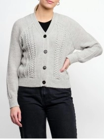 Women's light gray woven wool sweater