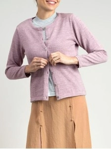 Women's light pink woven wool sweater