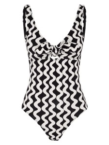 Women's moire print halter one-piece swimsuit