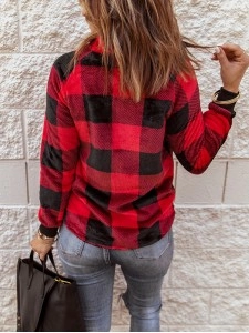 Women's plaid patchwork long sleeve sweatshirt