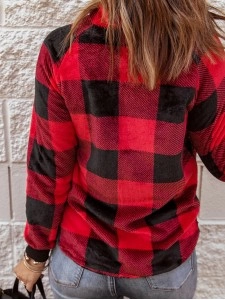 Women's plaid patchwork long sleeve sweatshirt