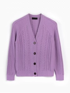 Women's purple braided cardigan