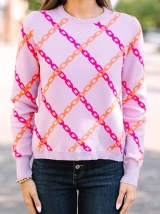 Women's purple chain print sweater