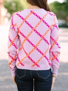 Women's purple chain print sweater