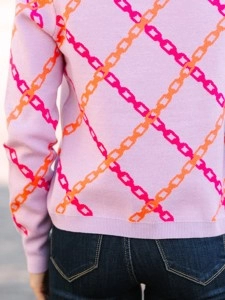 Women's purple chain print sweater