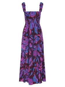 Women's purple print holiday color patchwork dress