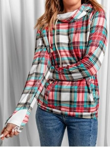 Women's Simple Plaid Hoodie