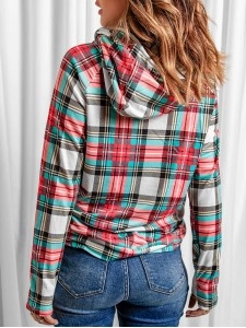 Women's Simple Plaid Hoodie