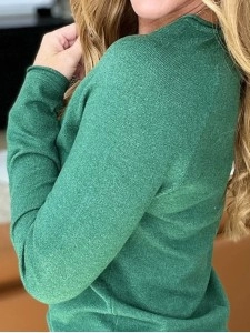 Women's simple solid color crew neck sweater