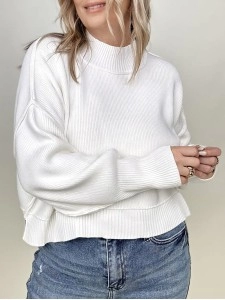 Women's simple solid color turtleneck sweater