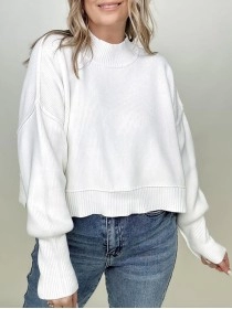 Women's simple solid color turtleneck sweater