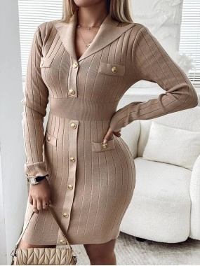 Women's slim long sleeve knitted dress