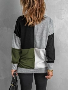 Women's versatile color block crew neck sweatshirt